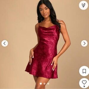 Lulu's Burgundy Satin Mini Dress